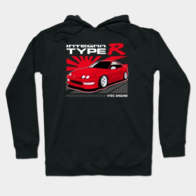 Acura Integra JDM Cars Red Candy Hoodie by masjestudio